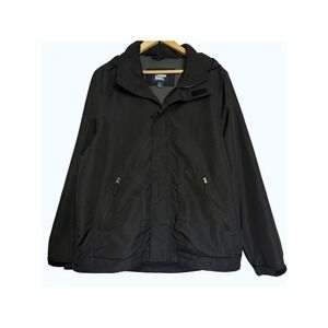 Lands End Mid Weight Jacket Mens M 38-40 Black Wind Water Resistant Rain Guard